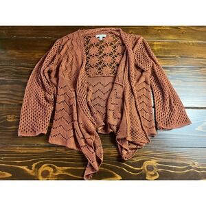 Dressbarn Sweater, Women's Plus Size 22/24, Burnt Orange, Open Cardigan